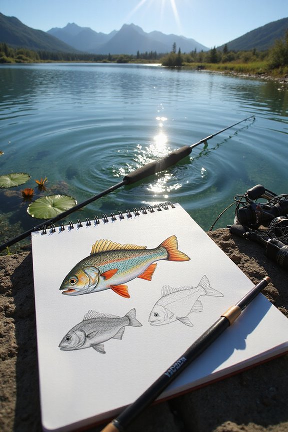 fish drawing step process